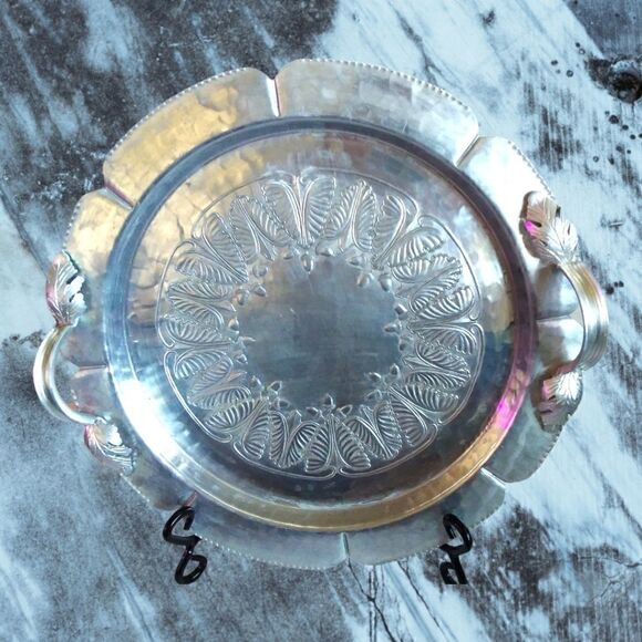 PITCHER & TRAY 509 & 596 HAND Wrought  SilverlookTrade Mark Continental  VINTAGE - Picture 2 of 6